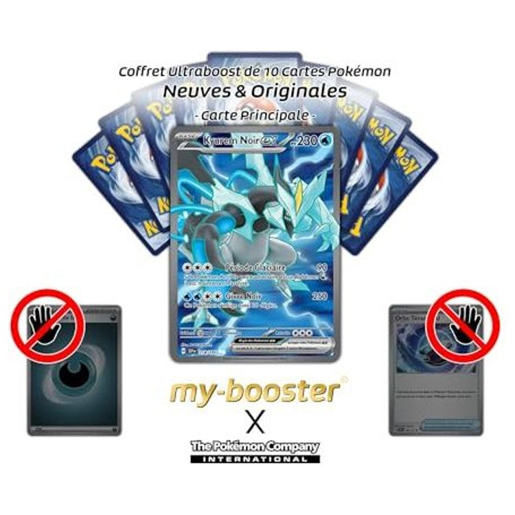 Gros plan sur l’illustration de Kyurem Noir ex 218/191 Full Art secrète, montrant les effets holographiques et les détails du Pokémon Dragon Glace.