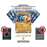 Zoom sur les details de l’artwork de la carte Pokemon Lucario ex 082/142 EV07 Couronne Stellaire, montrant les effets brillants et le design ex