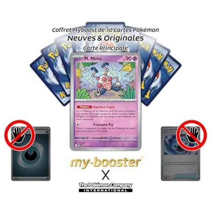 Gros plan sur la carte Pokémon M. Mime 122/165 Écarlate et Violet 3.5 151 montrant l’effet holographique et les informations de jeu du Pokémon Psy.