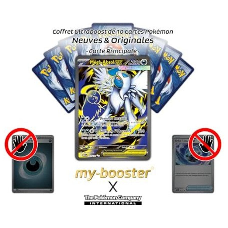 Gros plan sur l artwork holographique de la carte Pokemon Mega-Absol EX ultra rare de l extension Mega-Evolution 1 code ME01