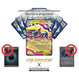 Gros plan sur l’illustration de Méga-Élecsprint ex de l’extension Méga-Évolution 1, montrant les éclairs et les détails de la carte française.