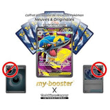 Gros plan sur l’illustration Full Art de la carte Méga-Sharpedo ex 113/094 Ultra Rare Secrète de l’extension Flammes Fantasmagoriques ME02.