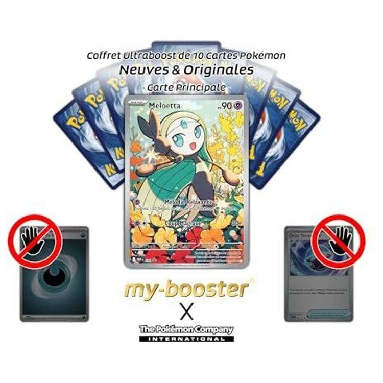 Gros plan sur l’illustration Alternative Pokémon Gallery de Meloetta MEP026, montrant les détails artistiques de cette édition française Méga-Évolution 02.