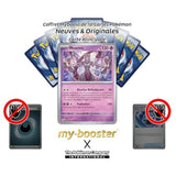 Gros plan sur l’illustration de la carte Pokémon Mewtwo 150/165 Holo de la série 151 Écarlate et Violet 3.5, mettant en avant les effets brillants