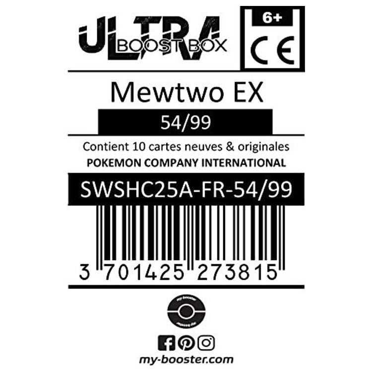 Gros plan sur l illustration holographique de la carte Pokemon Mewtwo EX 54 99 de la serie XY Celebrations Collection Classique