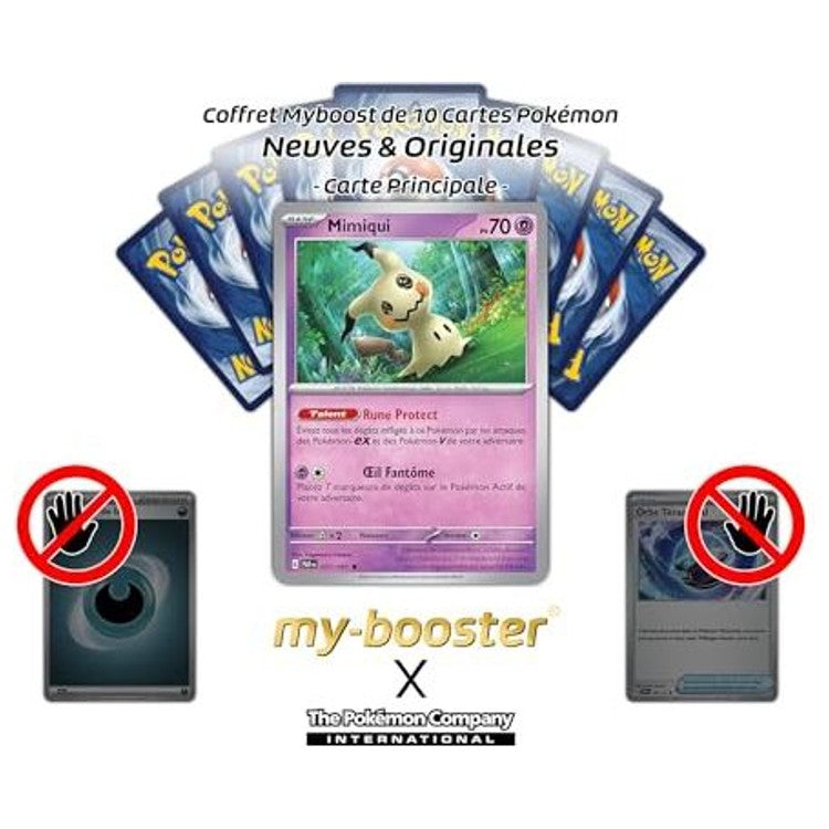 Gros plan sur l’illustration de Mimiqui 037/091 EV4.5 montrant les effets holographiques de la carte Pokémon Holo ou Reverse Destinées de Paldea
