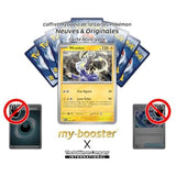 Gros plan sur les détails holographiques de la carte Miraidon 080/198 EV01 Écarlate et Violet, mettant en valeur le design futuriste Électrik/Dragon.