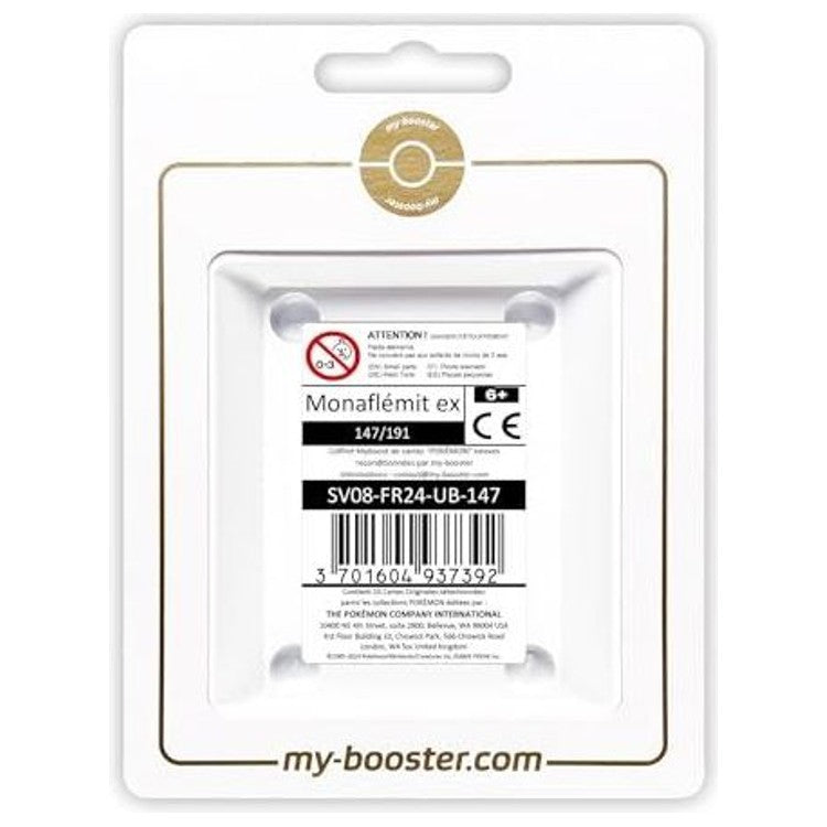 Gros plan sur l’illustration de la carte Monaflémit ex 147/191, montrant le Pokémon Incolore en pleine attaque dans la série Écarlate et Violet 8