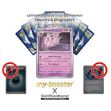 Gros plan sur les détails holographiques Reverse de la carte Pokémon Nymphali 022/064 Écarlate et Violet 6.5 Fable Nébuleuse.