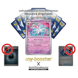 Gros plan sur les détails holographiques de la carte Pokémon Nymphali SV172 Holo de l’extension Évolutions Prismatiques EV08.5