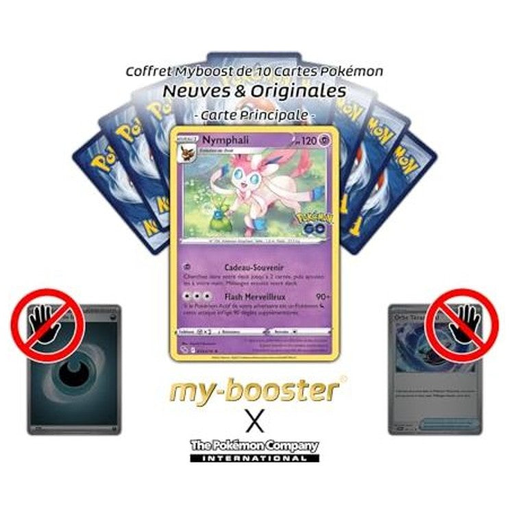Gros plan sur les détails holographiques de la carte Nymphalie 035/078 Pokémon GO EB10-5, mettant en valeur le Pokémon Fée et son fond brillant.