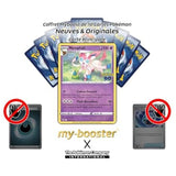 Gros plan sur les détails holographiques de la carte Nymphalie 035/078 Pokémon GO EB10-5, mettant en valeur le Pokémon Fée et son fond brillant.