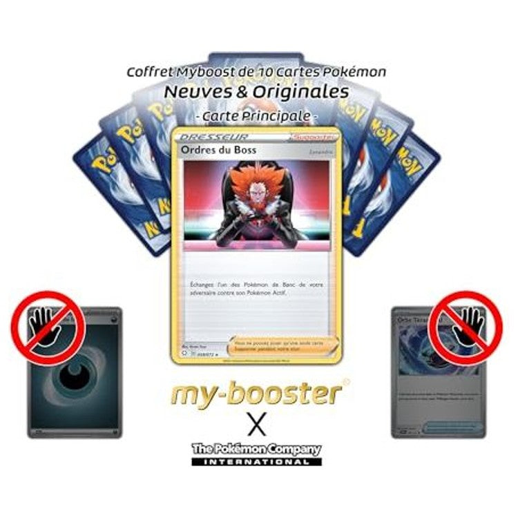 Gros plan sur les reflets Holo Reverse de la carte Pokémon Ordres du Boss (Lysandre) EB45, mettant en valeur le texte et l’illustration du Supporter.