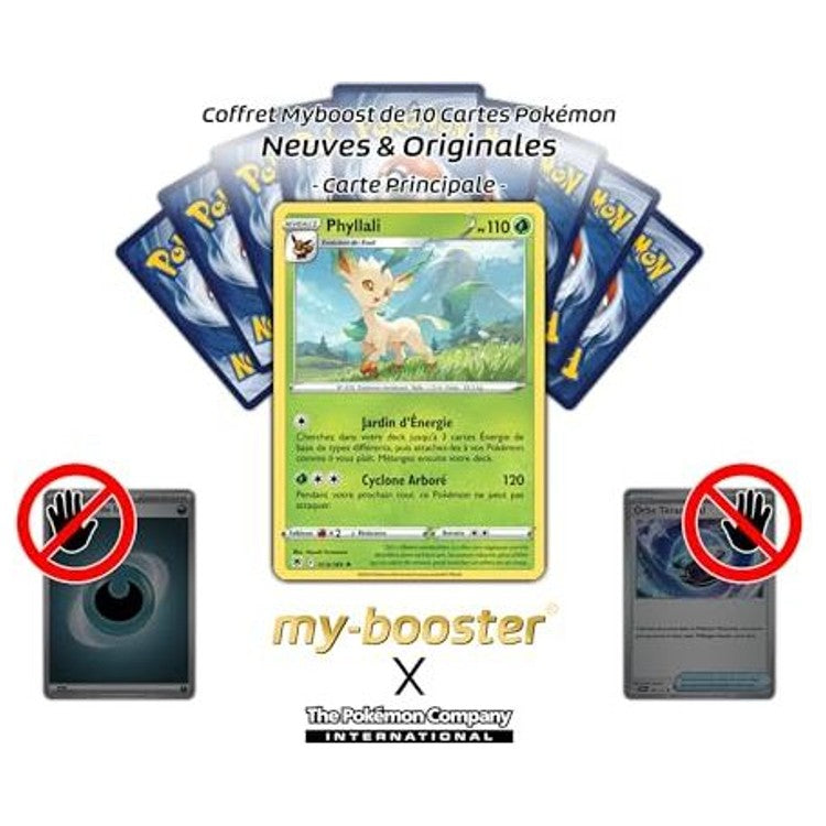 Gros plan sur les détails holographiques Reverse de la carte Pokémon Phyllali Épée et Bouclier 10, mettant en valeur le motif brillant autour du Pokémon Plante.