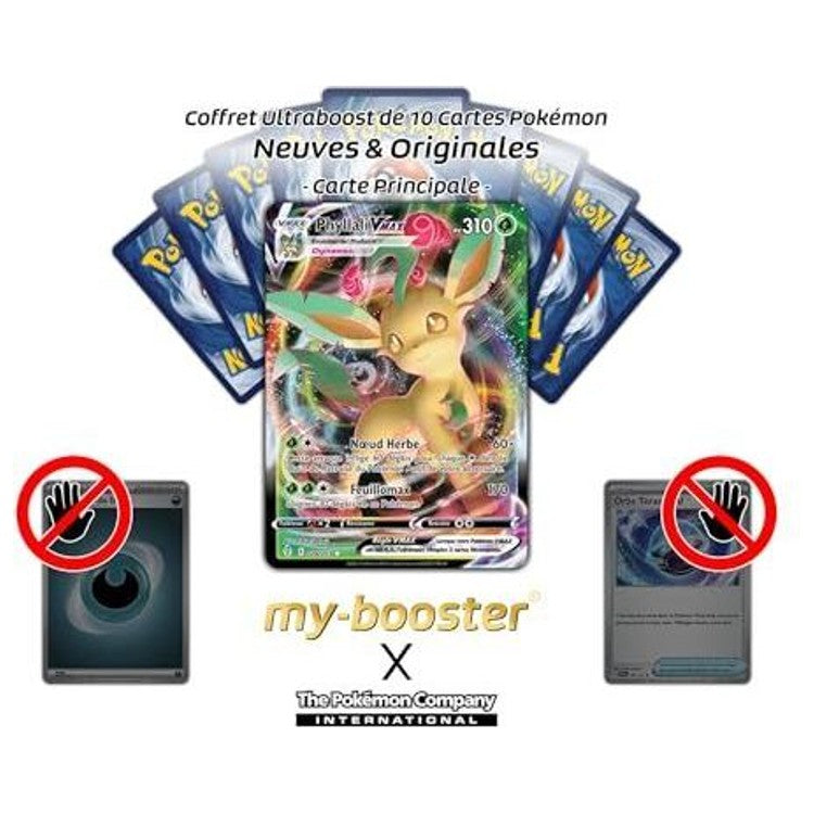Gros plan sur l’illustration VMAX de Phyllali 008/203, carte Pokémon de type Plante de l’extension Évolution Céleste, montrant les effets visuels holographiques