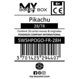 Détail de la brillance holographique de la carte Pikachu 28/78 Holo Pokémon GO, mettant en valeur l’illustration et le type Électrik.