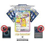 Gros plan sur l’illustration Téracristal de Pikachu ex 219/191 Full Art secrète de l’extension Écarlate et Violet 8 Étincelles Déferlantes