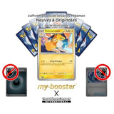 Gros plan sur l’illustration de Pohmarmotte 034/094 montrant les effets holographiques et les attaques Électrik de la carte française ME02.