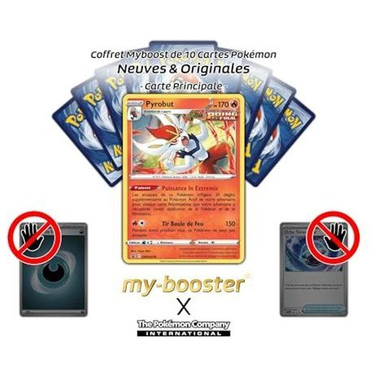 Gros plan sur les détails holographiques de la carte promo Pyrobut SWSH278 du set Zénith Suprême, montrant l’illustration dynamique du Pokémon Feu.