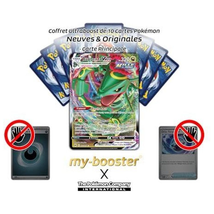 Gros plan sur les details holographiques de la carte Pokemon Rayquaza VMAX 102-159 de l extension EB12-5 Zenith Supreme