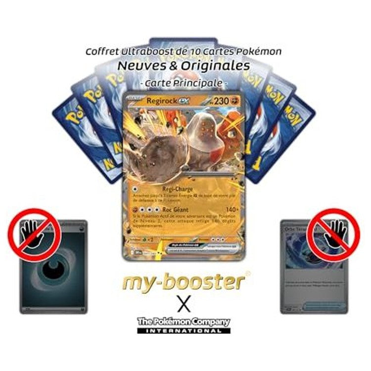 Gros plan sur l’illustration de Regirock ex de type Combat sur la carte 101/182 Rivalités Destinées EV10, montrant les détails de l’artwork
