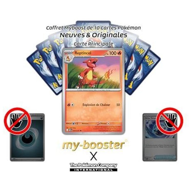 Gros plan sur les détails holographiques Reverse de la carte Pokémon Reptincel 021/217, code d’extension ME02.5, mettant en valeur le type Feu