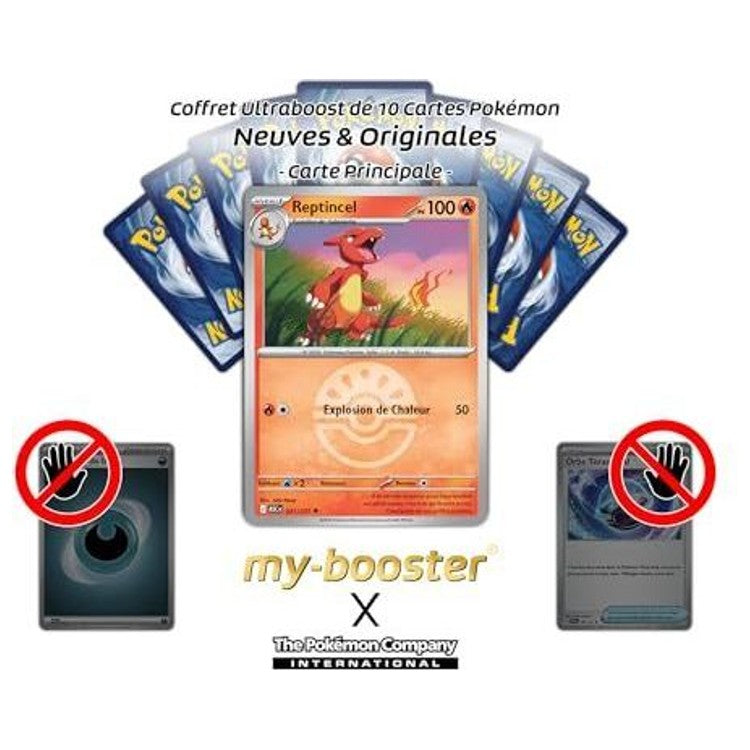 Gros plan sur les détails holographiques Reverse de la carte Pokémon Reptincel 021/217, série Méga-Évolution 02 en français.