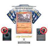 Gros plan sur les détails holographiques de la carte Pokémon Reshiram 017/094 Holo Reverse du bloc Méga-Évolution 02 en édition française.