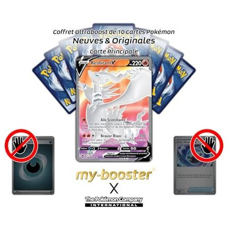 Détail de l’illustration Reshiram V 172/195 Full Art montrant le Pokémon Dragon-Feu légendaire et les effets holographiques de la carte.