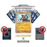 Gros plan sur l’illustration de la carte Pokémon Rhinastoc 076/142 EV07 montrant son armure rocheuse et son design holographique distinctif.