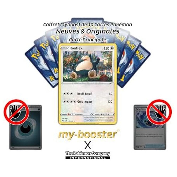 Gros plan sur les détails holographiques de la carte Ronflex 140/202 EB01, mettant en valeur la brillance et le design de ce Pokémon Incolore.
