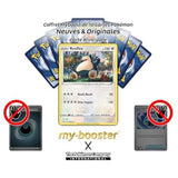 Gros plan sur les détails holographiques de la carte Ronflex 140/202 EB01, mettant en valeur la brillance et le design de ce Pokémon Incolore.