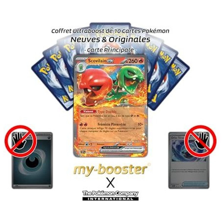 Gros plan sur la carte Pokémon Scovilain ex 037/191 EV08 montrant les détails de l’artwork et l’effet brillant de cette édition française authentique.