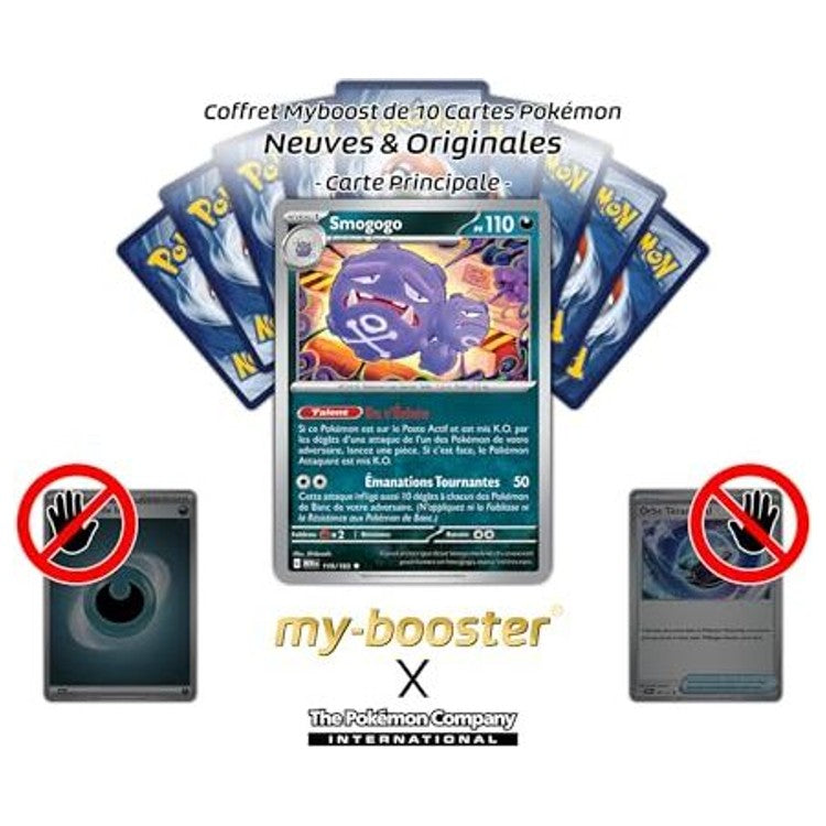 Gros plan sur la carte Pokémon Smogogo 110/165 EV03.5 montrant la brillance Holo ou Reverse et les informations de jeu de l’extension 151.