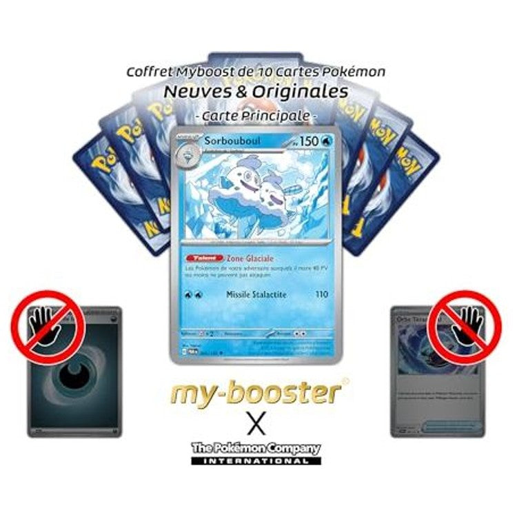 Gros plan sur l’illustration brillante de la carte Pokémon Sorbouboul Reverse EV04, mettant en valeur les effets holographiques et le design glace.