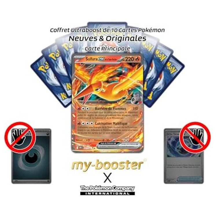 Gros plan sur l illustration flamboyante de la carte Pokemon Sulfura ex 031/182 Team Rocket de la serie EV10 Rivalites Destinees
