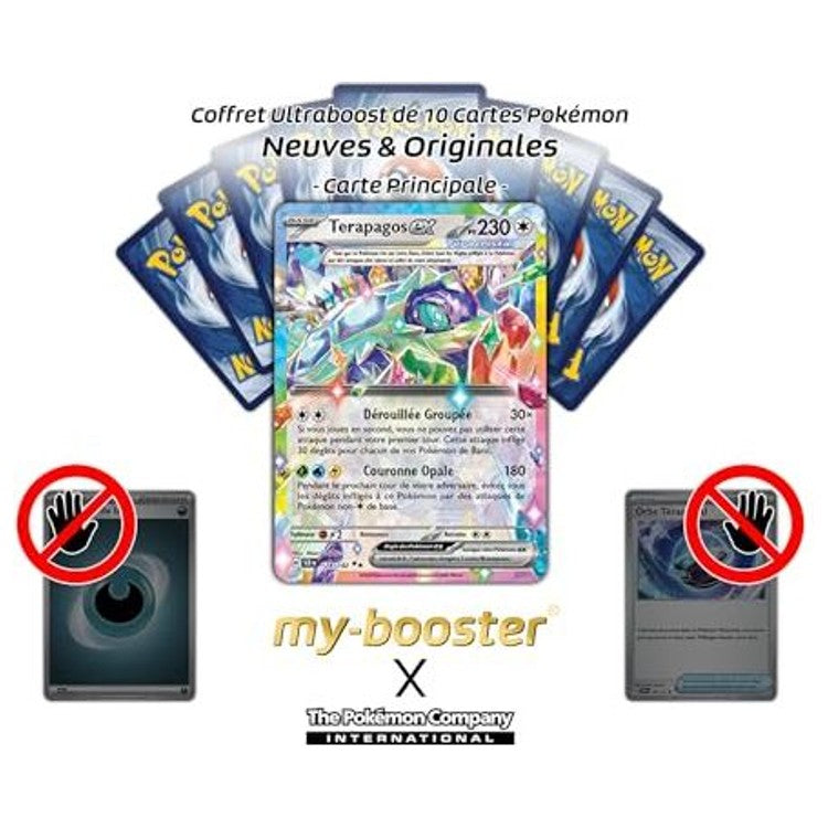 Gros plan sur l’illustration Téracristal de la carte Pokémon Terapagos ex EV07, montrant les détails cristallins et la brillance Ultra Rare de cette édition française.