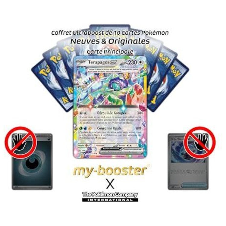 Gros plan sur l’artwork de la carte Pokémon Terapagos ex Téracristal ME25, mettant en valeur la carapace géométrique et les effets holographiques.