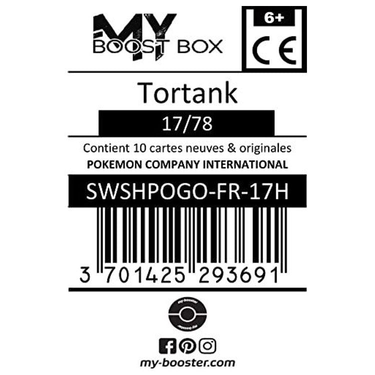Gros plan sur la carte Tortank Holo 17/78 Pokémon GO, mettant en avant l’illustration brillante et les informations de jeu en français.