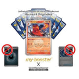 Gros plan sur les détails holographiques Reverse Pokéball de la carte Volcaropod de Luth ME02.5, montrant le motif brillant et le type Feu