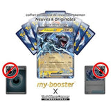 Gros plan sur les détails de l’artwork de Zekrom ex 034/086 Foudre Noire EV10.5, mettant en valeur les effets électriques et le rendu holographique.