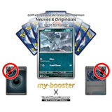 Vue rapprochée du coffret Myboost avec la carte Absol 063/094 Reverse Méga-Évolution 02 et les cartes Pokémon supplémentaires en français