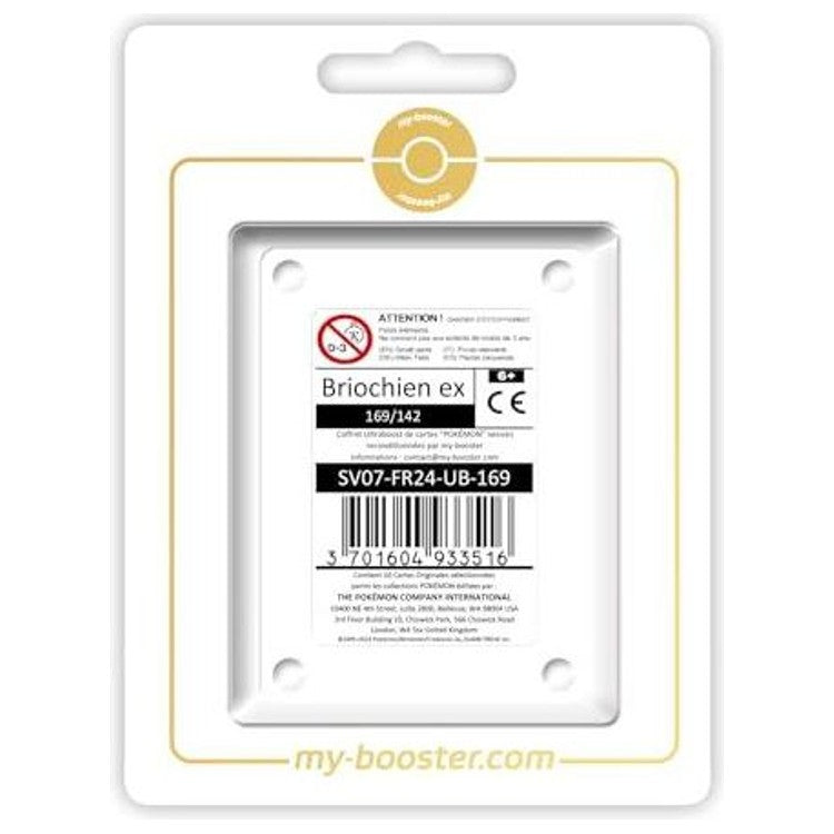 Coffret Myboost Briochien ex 169/142 Couronne Stellaire contenant la carte Pokémon Alternative Gallery et 9 autres cartes françaises variées