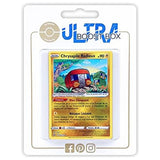 Coffret Myboost Zénith Suprême avec la carte Chrysapile Radieux 051/159 mise en avant et 9 cartes Pokémon françaises supplémentaires assorties