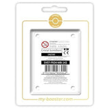 Coffret Myboost Cristal Scintillant Couronne Stellaire contenant la carte Dresseur High-Tech Holo 142/142 et 9 autres cartes Pokémon françaises variées.