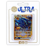 Coffret Myboost Ultraboost X avec la carte Dialga Originel VSTAR Secrète Gold Astres Radieux mise en avant, accompagné de 9 autres cartes Pokémon françaises neuves.