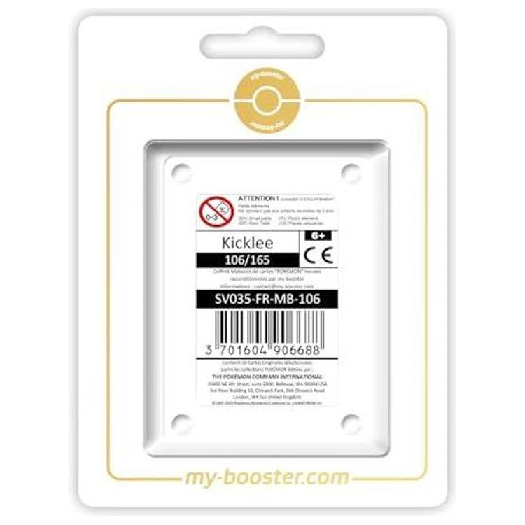 Coffret Myboost autour de Kicklee 106/165 Reverse de l’extension 151, incluant 9 autres cartes Pokémon françaises supplémentaires