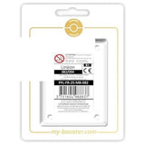 Coffret Myboost avec la carte principale Linéon 082/094 Reverse Flammes Fantasmagoriques et 9 autres cartes Pokémon françaises assorties.