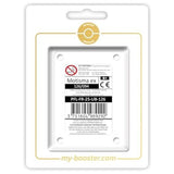 Coffret Myboost Motisma ex Flammes Fantasmagoriques contenant la carte Motisma 126/094 et 9 autres cartes Pokémon françaises assorties.