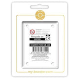 Coffret Myboost Flamme Blanche contenant la carte ultra rare Moyade ex Full Art Secrète et 9 autres cartes Pokémon françaises assorties.